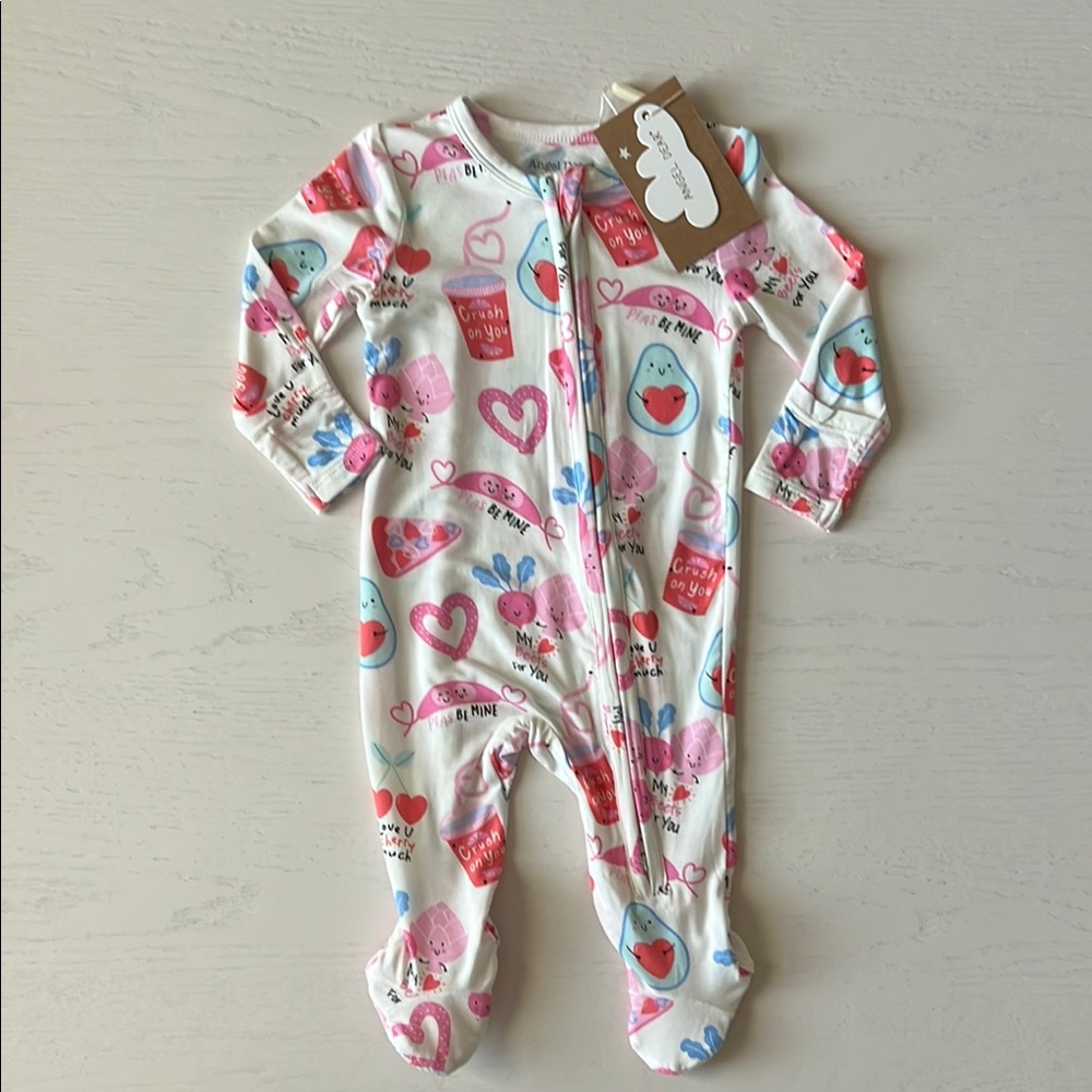 Angel Dear Bamboo Footie Love You Foodie Much Pink 3-6 months